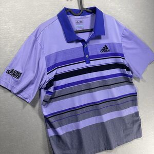 CBS Sports Logo Crew Worn Adidas Men’s L Golf Polo Embroidered Purple Climacool
